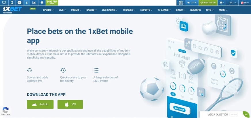 1xBet mobile app features