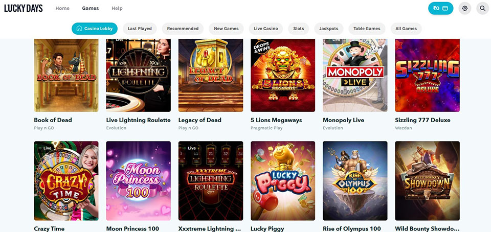 Luckydays Casino bonuses and promotions